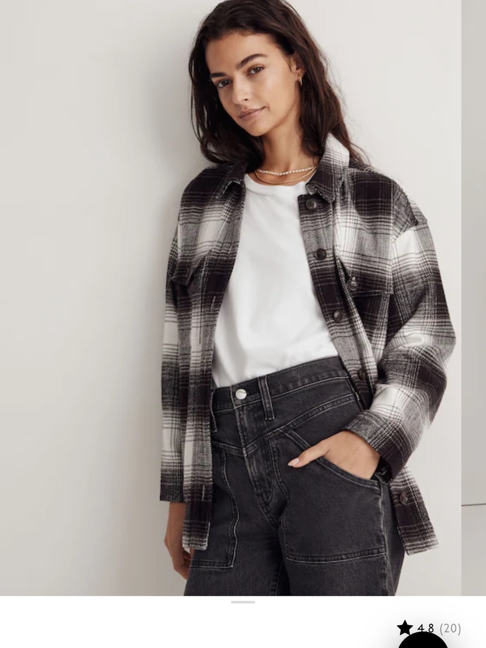Madewell Oversized Black & White Plaid Utility Shacket
